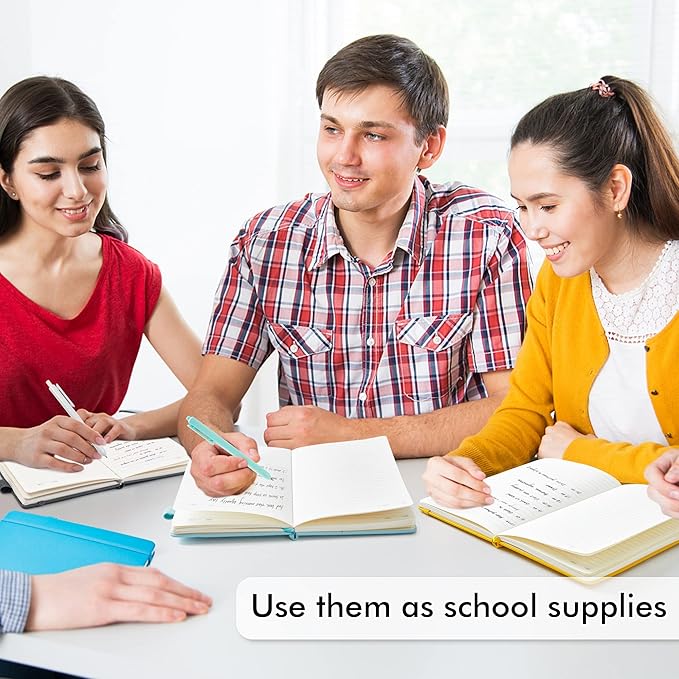 feela Notebooks Journals Bulk, Hardcover Notebook Classic Ruled Journal Set with Pen Holder for School Business Work Travel Writing, with 12 Black Pens, 120 GSM, 5.1”x8.3”, 12 Pack, A5, Solid Colors-DeskLoop Office