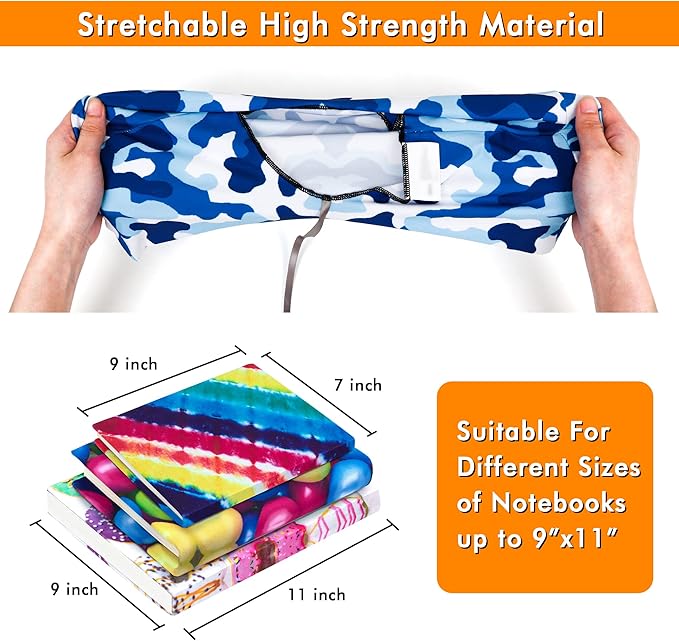 feela 12 Pack Jumbo Fabric Book Covers, Stretchable Washable Durable Reusable Nylon, for Hardcover Textbooks Notebooks up to 9'x11', 12 Patterns-DeskLoop Office
