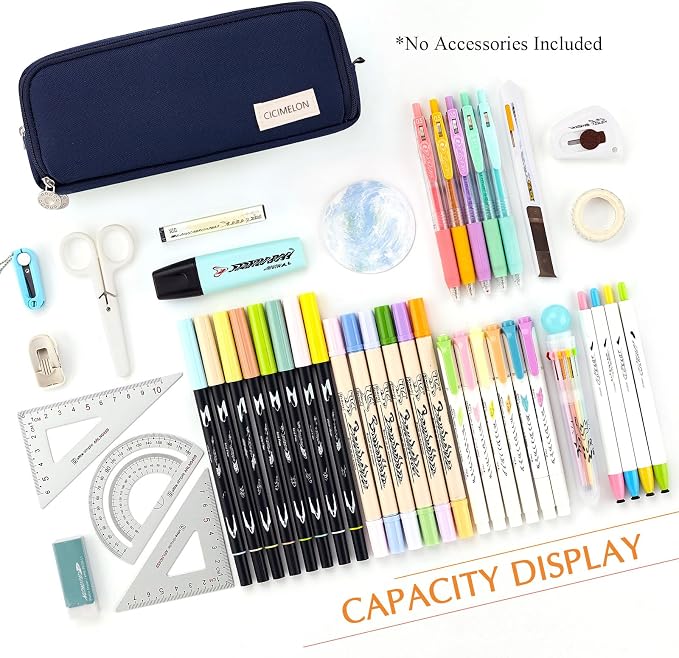 CICIMELON Large Capacity Pencil Case 3 Compartment Pouch Pen Bag - Image 4