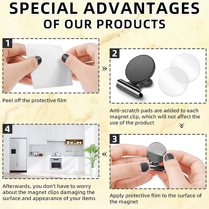 Grtard 24 Pack Magnetic Clips Heavy Duty, Black Magnet Clips for Fridge, Refrigerator Magnets, Strong Magnetic Clip, Scratch Free Magnets with Clip for Whiteboard, Refrigerator, Cruise, Locker