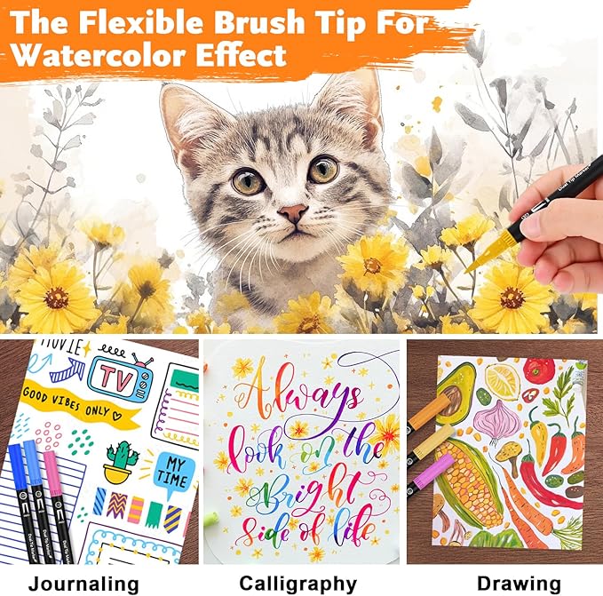 IVSUN Dual Brush Marker Pens, 168 Colors Art Markers Set - Image 5