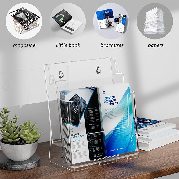 FUCDTEFC 2 Pack Acrylic Brochure Holder 8.5x11 & 4 x9 Inches, Flyer Holder - Image 8