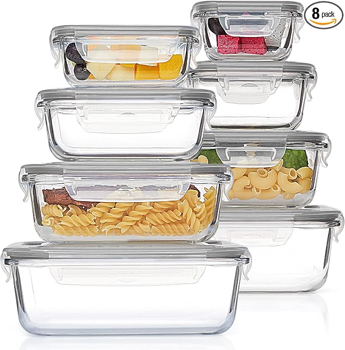 Vtopmart 8 Pack Glass Food Storage Containers by Vtopmart