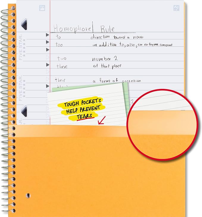 Five Star Spiral Notebook + Study App, 4 Pack, 1 Subject, Wide Ruled Paper - Image 5