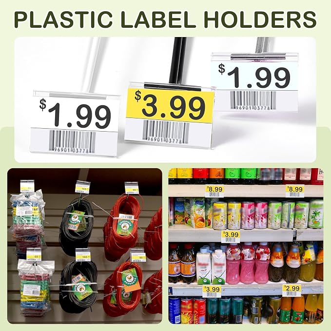 Tatuo 600 Pcs Reusable Plastic Wire Shelf Label Holders, Price Card Sign - Image 5