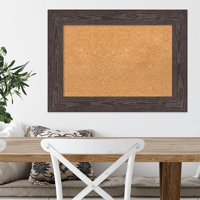 Amanti Art Natural Cork Board for Wall, 22x30 Vision Board with Black Wood Frame, Medium Corkboard Office Decor for Home Organization, Country Rustic Corkboard Pinboard to Display Items for Home-DeskLoop Office