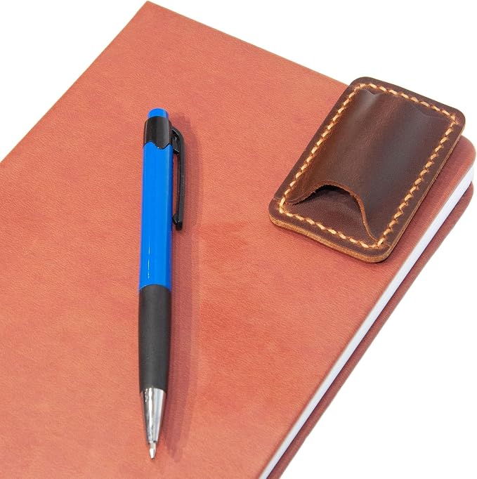 Handmade Leather Pen Holder Clip Notebook Pen Loop Stylish, Leather Pen - Image 3