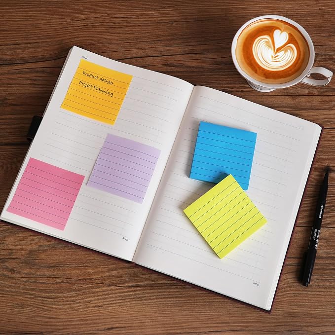 HQCME 9 Pack Lined Sticky Notes 3x3 in Post Sticky Notes - Image 3