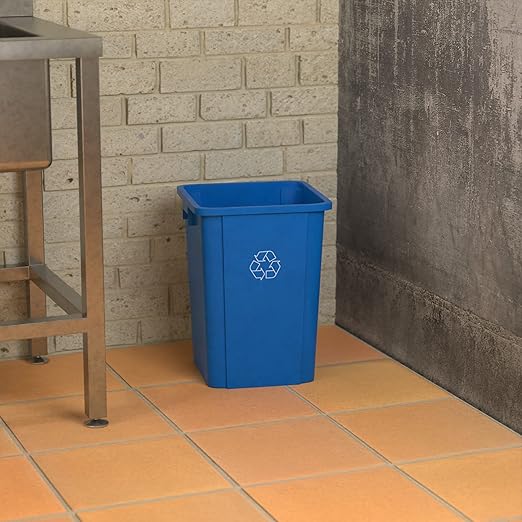 19 Gallon Blue Square Commercial Trash Can-DeskLoop Office