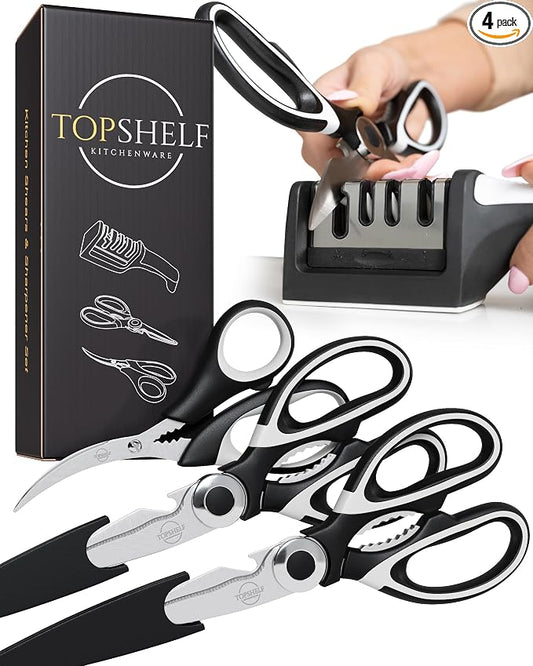 Heavy Duty Kitchen Shears With Sharpener by Unknown
