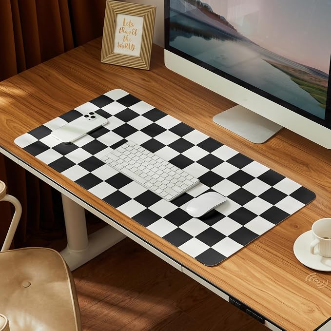 Ohocut Checkered Desk Mat, 31.5" x 15.7" Large Cute Black White Aesthetic Retro by Ohocut