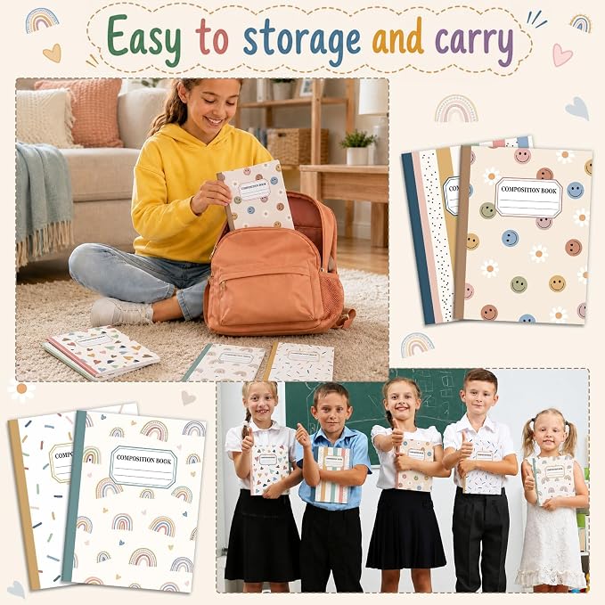 6 Pack Large Composition Notebooks Bulk 9.8 × 7.5 in Wide Ruled Hard Cover - Image 7