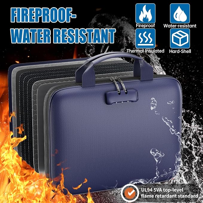 Binder Folders Organizer with 20 Pack Heavyweight Plastic Pockets, Fireproof - Image 2