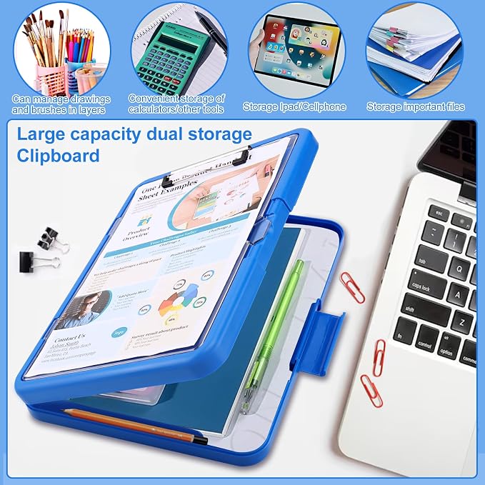Clipboard with 2 Storage & Pen Holder, Heavy Duty Clip Boards 8.5x11 with Dual - Image 7