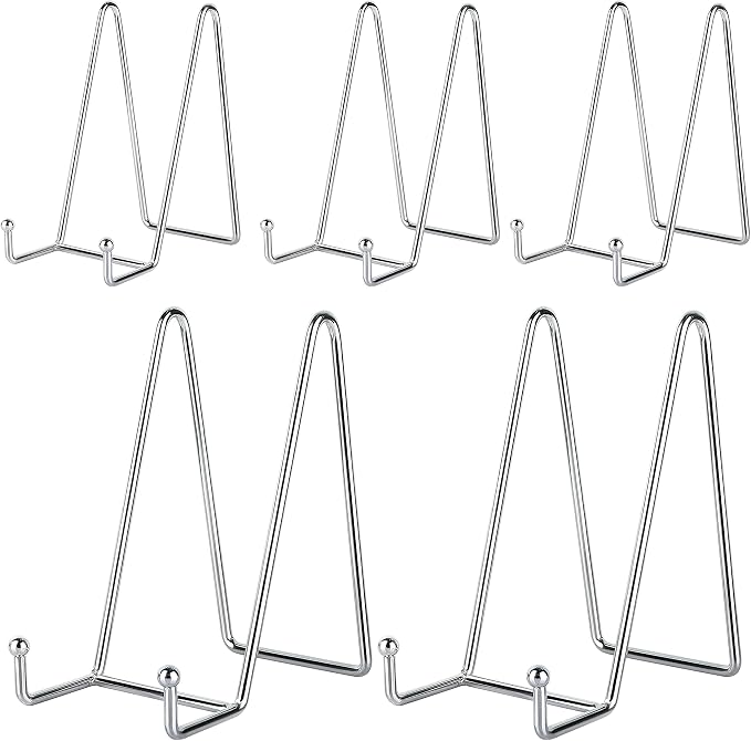 IBosins 5 Pack 6 Inch Plate Holder Display Stands, Metal Silver Frame Stand by IBosins