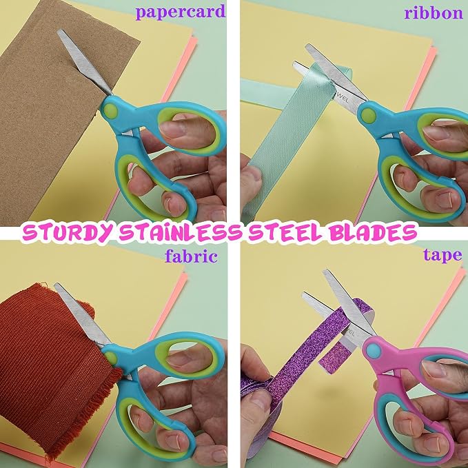 Kids Scissors Bulk, Woswel 36 Pack Safety Blunt Tip Student Scissors, 5 “ - Image 7