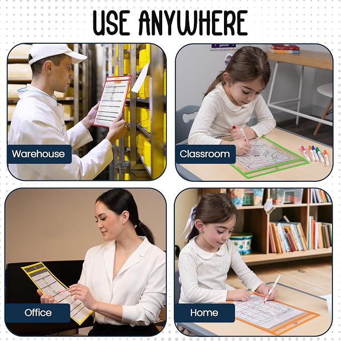 Essex Wares - 5 Pack, Job Ticket Holders, Reusable & Easy Erase Plastic Invoice - Image 5