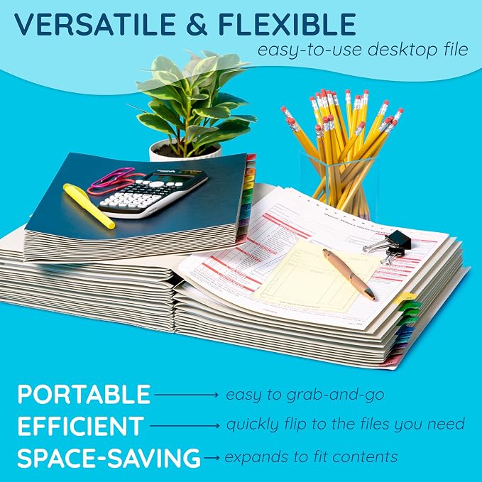 Blue Summit Expanding Desk File Sorter Organizer, Alphabetical File Organizer - Image 5