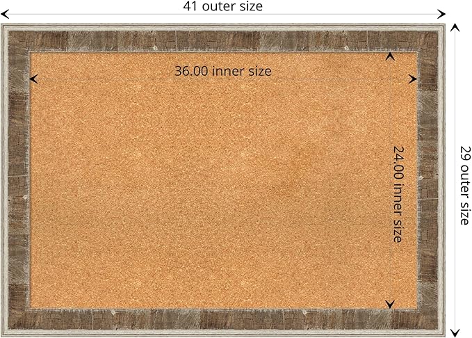 Amanti Art Natural Cork Board for Wall, 29x41 Vision Board with Brown Wood Frame, Large Corkboard Office Decor for Home Organization, Rustic Farmhouse Corkboard Pinboard to display items for home-DeskLoop Office