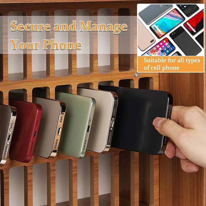 Cell Phone Holder Classroom 36 Slots Wooden Cell Phone Storage Cabinet Pocket - Image 5