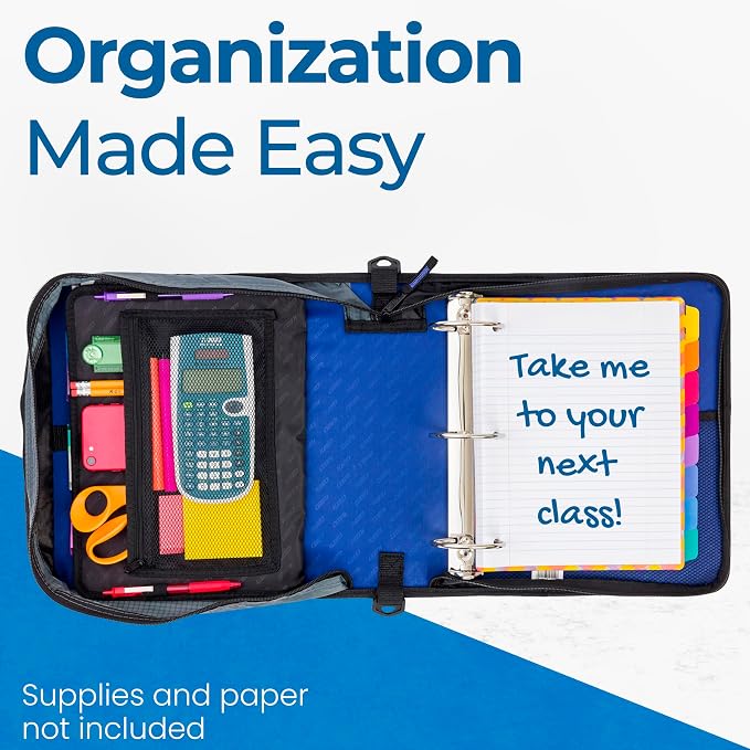 Case-it Binder File Folder 3-inch O-Ring Midnight Blue | 5-Tab Expanding | - Image 7