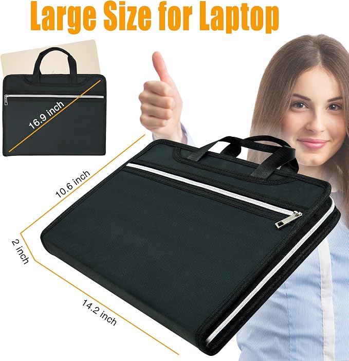 Accordion File Organizer, Fireproof Safe Document Bag, Expanding File Folder - Image 3