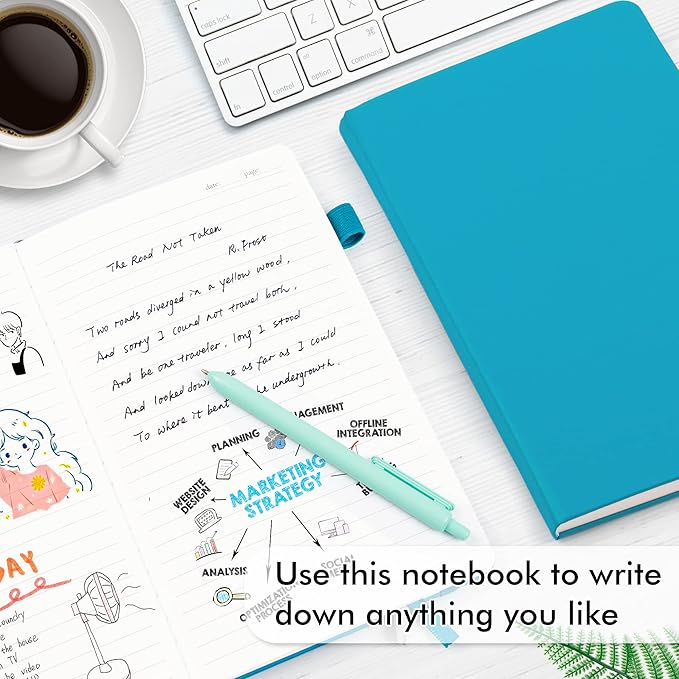 5 Pack Journal Notebook Bulk for School, Feela Hardcover Business Notebooks Classic Ruled Lined Journals with Pen Holder for Work Note Taking, with 5 Black Pens, 120 GSM, 5.1”x8.3”, A5, Teal-DeskLoop Office