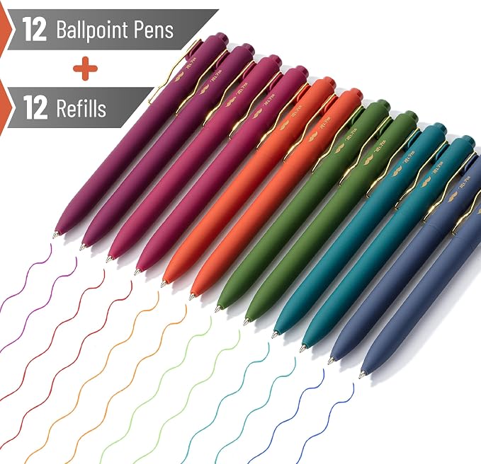 Mr. Pen- Ballpoint Pens with Case, 12 Pack, Colorful Ink, 12 Refills, 0.7mm | - Image 2