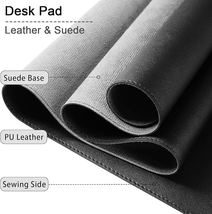 Large Desk Pad, 47.2" x 17" PU Leather Desk Mat - Image 3