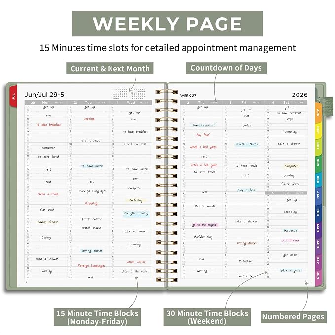 EMSHOI 2026-2027 Appointment Book, 15-Minute Hourly Academic Planner, Large Size - Image 3