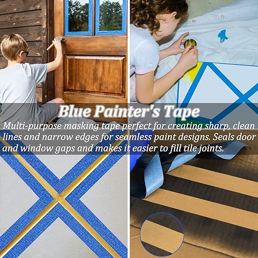 Premium Painter's Tape, 10 Rolls Blue Tapes Painters Tape, 1.88in x 60.1yds, General Purpose Masking Tape, Multi-Surface Painting Tape for Painter, DIY Crafts Arts, Indoor & Outdoor Use, Easy Removal