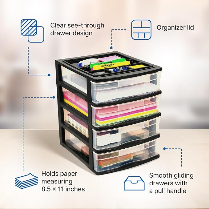 Gracious Living 4 Drawer Desktop & Countertop Organizer w/Organization Lid - Image 4