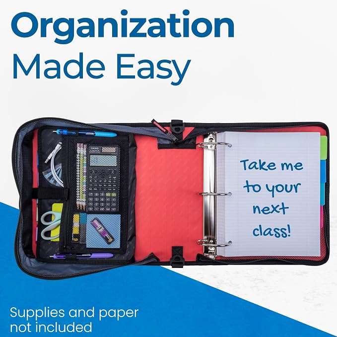 Case-it Mighty Zip Tab School Zipper Binder | 3-Inch O-Rings, 600-Sheet Capacity - Image 7