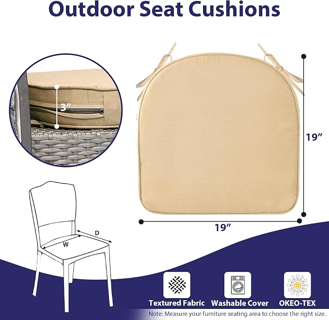 IPYNBAP Outdoor Chair Cushions Set of 4 -Waterproof Outdoor Seat Cushions - Image 6