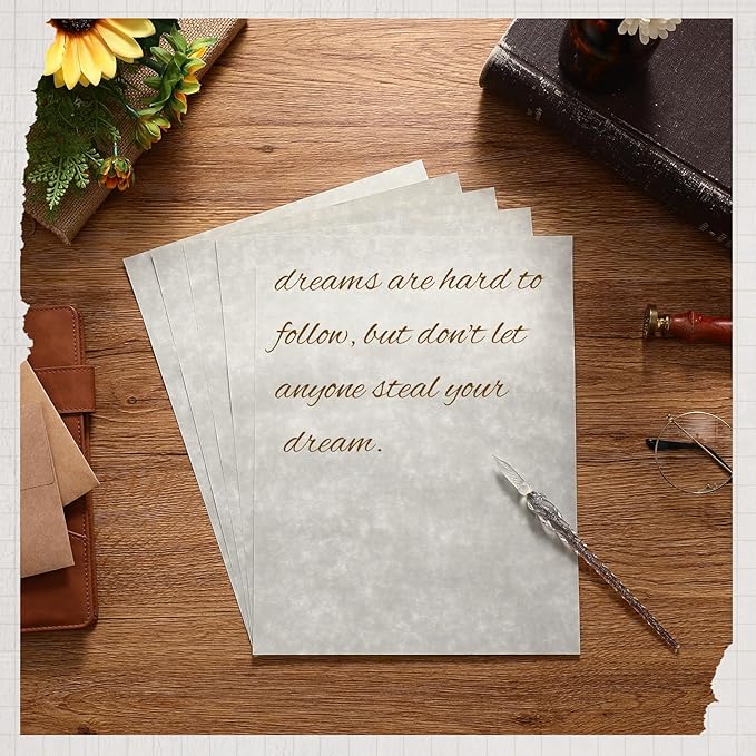 Epakh 200 Pcs Old Age Parchment Paper 8.5 x 11 Inch Standard Letter Vintage Colored Old Parchment Semblance Double Side Printing Paper (Dove Gray)-DeskLoop Office