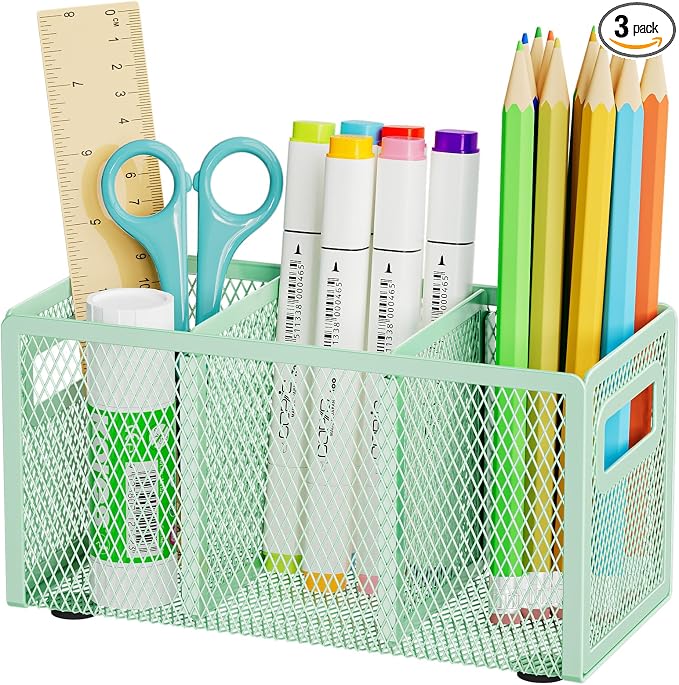 Marbrasse Mesh Pen Holder for Desk, Pencil Holder Desk Organizer 3 Adjustable by Marbrasse
