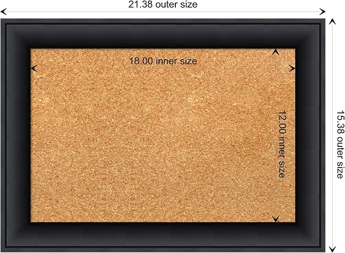 Amanti Art Natural Cork Board for Wall, 15x21 Vision Board with Black Wood Frame, Small Corkboard Office Decor for Home Organization, Modern Contemporary Corkboard Pinboard to display items for home-DeskLoop Office