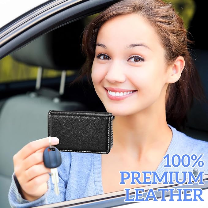 Outus 2 Pcs Business Card Holder, PU Leather Business Card Case Pocket Wallet - Image 6