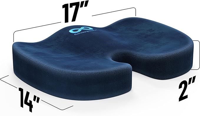Everlasting Comfort Doctor Recommended Memory Foam Seat Cushion for Office Chairs & Car Seat - Ergonomic Office Desk Accessories for Tailbone Pain Relief, Sciatica & Back Support-DeskLoop Office