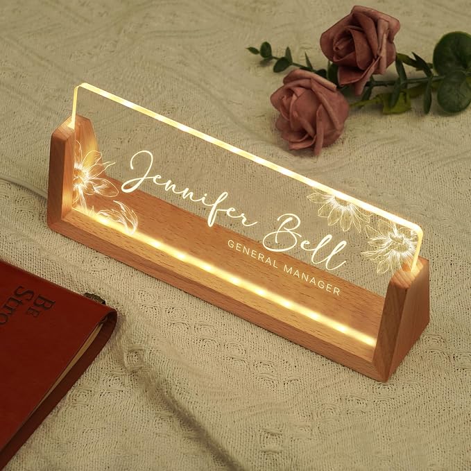 Custom Name Plate for Desk, Personalized Light Up Acrylic Desk Name Plate - Image 3