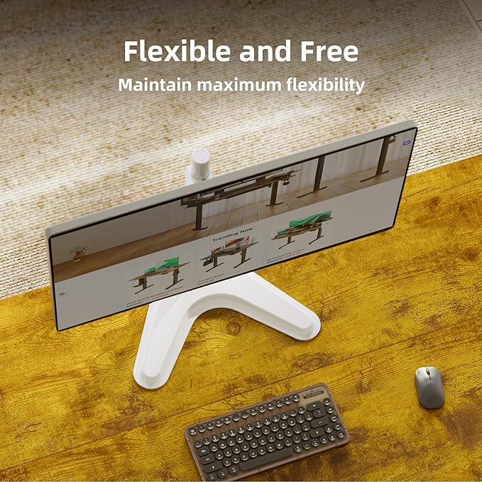Claiks Monitor Mount, Ergonomic Adjustable Monitor Stand for Max 32 inch Screens, Adjustable Stand up to 20 lbs, VESA Mounting Holes 75&100mm, White-DeskLoop Office