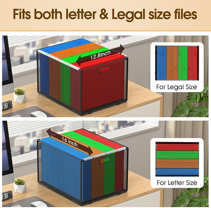 MaxGear Hanging File Organizer Box, Letter Size File Folder Organizer, 2 Pack | - Image 2