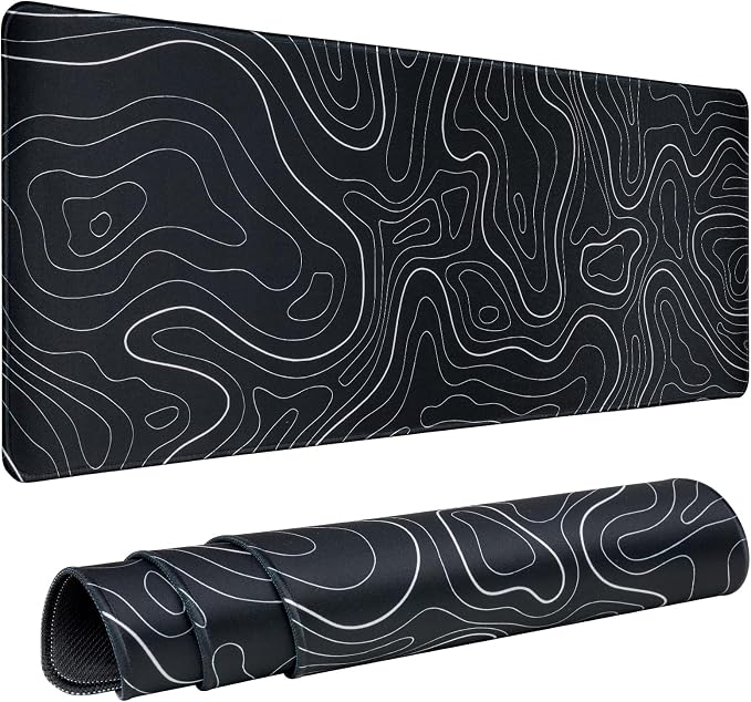 Gaming Mouse Pad Large 31.5 x 11.8in Topographic Keyboard Mousepad by BOHJPIS