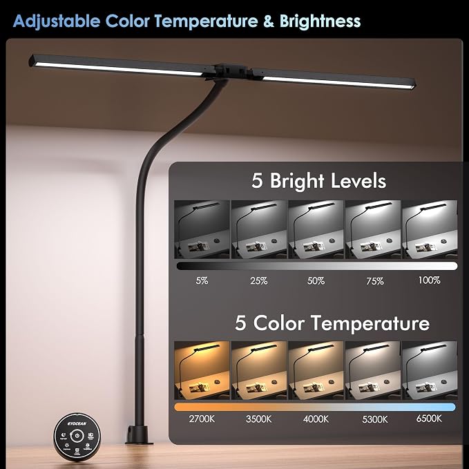 EYOCEAN Desk Lamp with Clamp, 31.5" LED Desk Lamp - Image 5