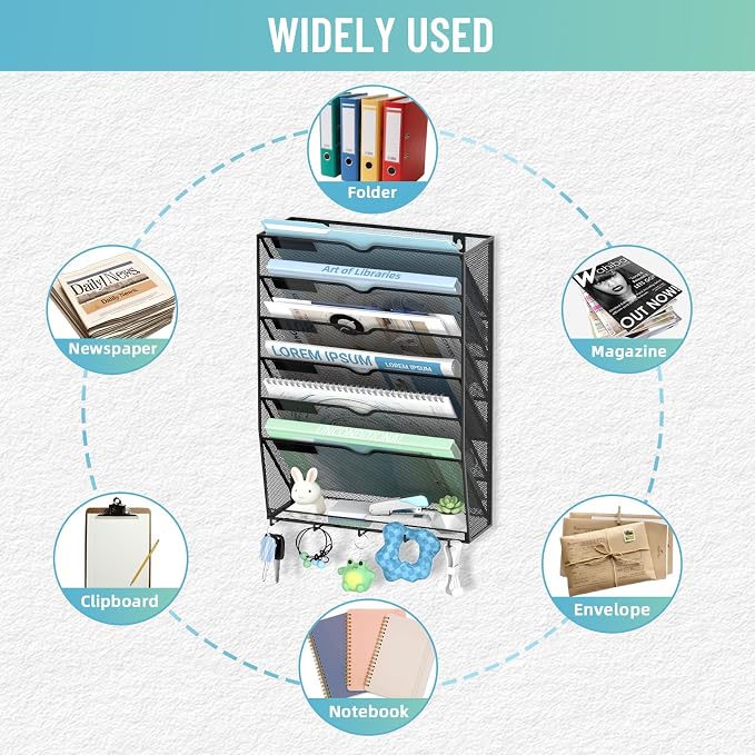 SUPEASY Wall File Organizer, 7 Tier Hanging File Organizer - Image 5