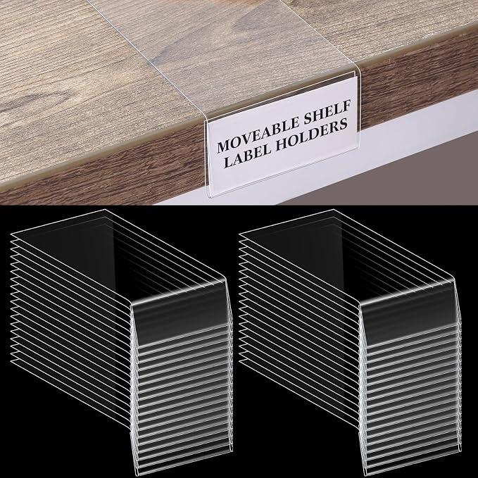 Containlol 50 Pcs Moveable Shelf Label Holders by Containlol