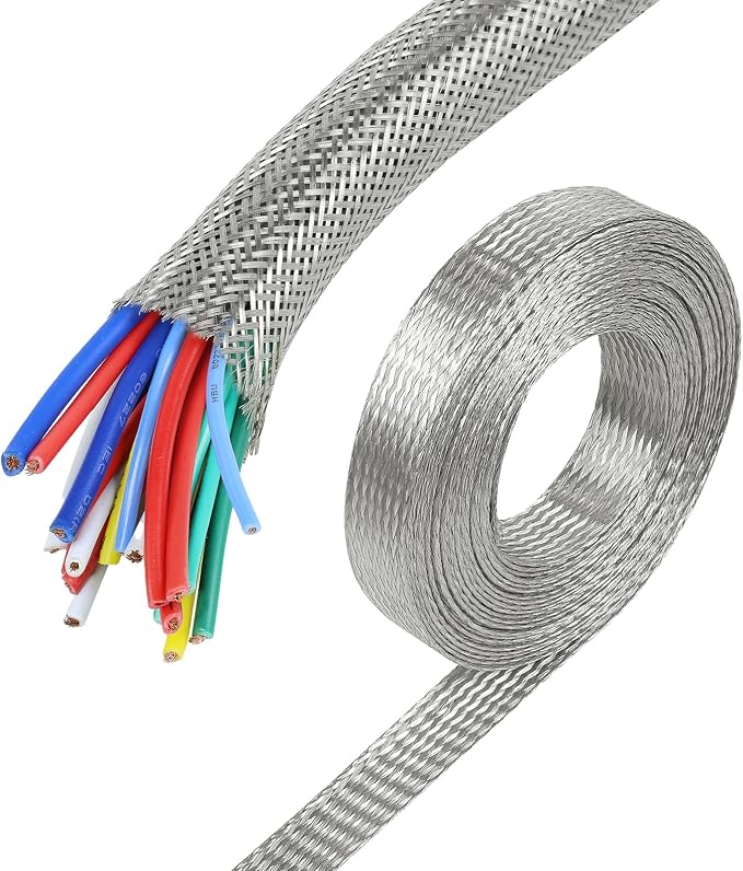 Tinned Copper Braid Cable Wire Shielding Sleeve Ground Straps Protection Flat by BuyUneed