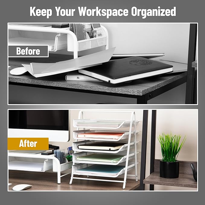 Mind Reader 5-Tier Paper Tray Organizer, Metal Mesh - Image 5