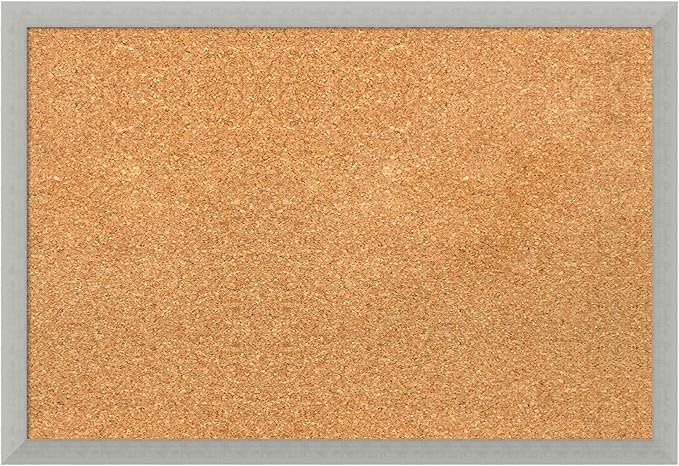 Amanti Art Natural Cork Board for Wall, 18x26 Vision Board with Silver Wood Frame, Medium Corkboard Office Decor for Home Organization, Casual Corkboard Pinboard to display items for home organization-DeskLoop Office