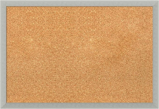 Amanti Art Natural Cork Board for Wall, 18x26 Vision Board with Silver Wood Frame, Medium Corkboard Office Decor for Home Organization, Casual Corkboard Pinboard to display items for home organization-DeskLoop Office